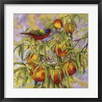 Framed Painted Bunting & Peaches