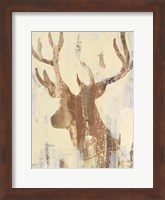 Framed Golden Antlers II Neutral Grey