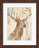 Framed Golden Antlers I Neutral Grey