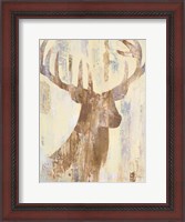 Framed Golden Antlers I Neutral Grey