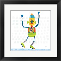 Robot Party I on Squares Framed Print