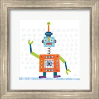 Framed 'Robot Party III on Squares' border=