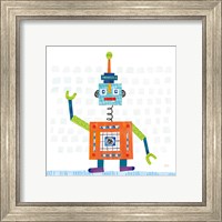 Framed 'Robot Party III on Squares' border=