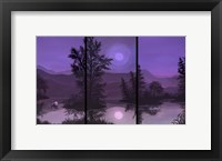 Framed Swan Lake In Pink And Purple