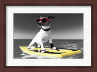 Framed Pop of Color Surf's Up Dog