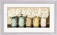 Framed Hydrangeas in Mason Jars