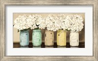 Framed Hydrangeas in Mason Jars