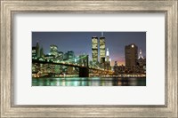 Framed Brooklyn Bridge and Twin Towers at Night