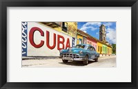Framed Vintage Car and Mural, Cuba