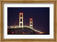 Framed Mackinac Bridge at Night