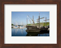 Framed Mississippi Reproductions of Columbus ships the Nina and Pinta
