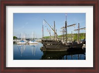 Framed Mississippi Reproductions of Columbus ships the Nina and Pinta