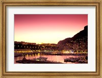Framed Harbor at Sunset, Monte Carlo, Cote D'Azure, Monaco