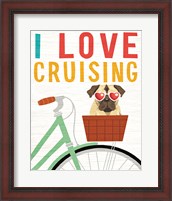 Framed Beach Bums Pug Bicycle I Love