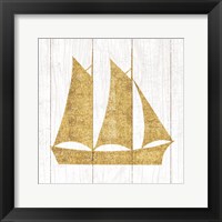 Beachscape V Boat Gold Neutral Framed Print