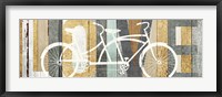 Beachscape Tandem Bicycle Love Gold Neutral Framed Print