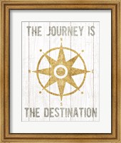 Framed Beachscape IV Compass Quote Gold Neutral