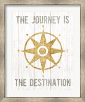 Framed Beachscape IV Compass Quote Gold Neutral