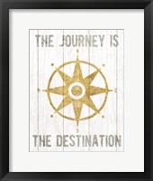 Framed Beachscape IV Compass Quote Gold Neutral