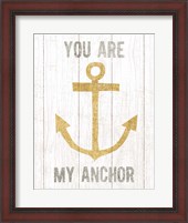 Framed Beachscape III Anchor Quote Gold Neutral