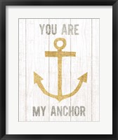 Framed Beachscape III Anchor Quote Gold Neutral