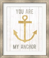 Framed Beachscape III Anchor Quote Gold Neutral