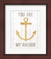 Framed Beachscape III Anchor Quote Gold Neutral