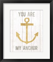 Framed Beachscape III Anchor Quote Gold Neutral