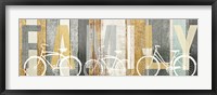 Beachscape Bicycle Family Gold Neutral Framed Print