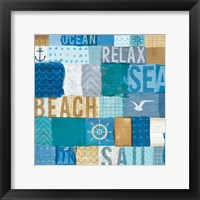 Framed 'Beachscape Collage I' border=