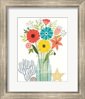 Framed 'Seaside Bouquet III Mason Jar' border=