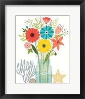 Framed 'Seaside Bouquet III Mason Jar' border=