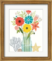 Framed Seaside Bouquet III Mason Jar