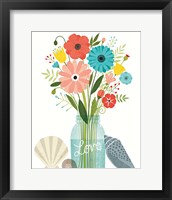 Framed 'Seaside Bouquet II Mason Jar' border=