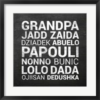 Framed Grandpa Various Languages - Chalkboard