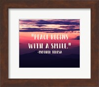 Framed Peace Begins With a Smile - Mother Teresa Quote