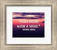 Framed Peace Begins With a Smile - Mother Teresa Quote