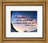 Framed Simple Smile - Mother Teresa Quote