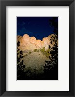 Framed Mount Rushmore National Memorial Lit Up, South Dakota