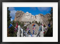 Framed Mount Rushmore National Memorial, Avenue of Flags, South Dakota