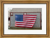 Framed Massachusetts, Nantucket, Flag on boathouse