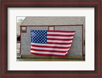Framed Massachusetts, Nantucket, Flag on boathouse