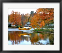 Framed Float plane reflects on Highland Lake, New England, New Hampshire