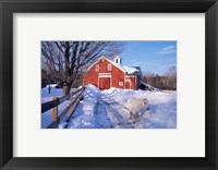 Framed Pony and Barn near the Lamprey River in Winter, New Hampshire