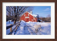 Framed Pony and Barn near the Lamprey River in Winter, New Hampshire