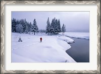 Framed Snowshoeing on the Shores of Second Connecticut Lake, Northern Forest, New Hampshire