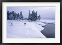 Framed Snowshoeing on the Shores of Second Connecticut Lake, Northern Forest, New Hampshire