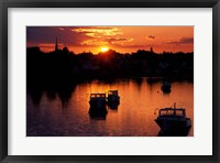 Framed Sunset on Boats in Portsmouth Harbor, New Hampshire