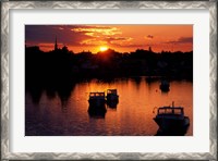 Framed Sunset on Boats in Portsmouth Harbor, New Hampshire