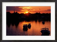 Framed Sunset on Boats in Portsmouth Harbor, New Hampshire